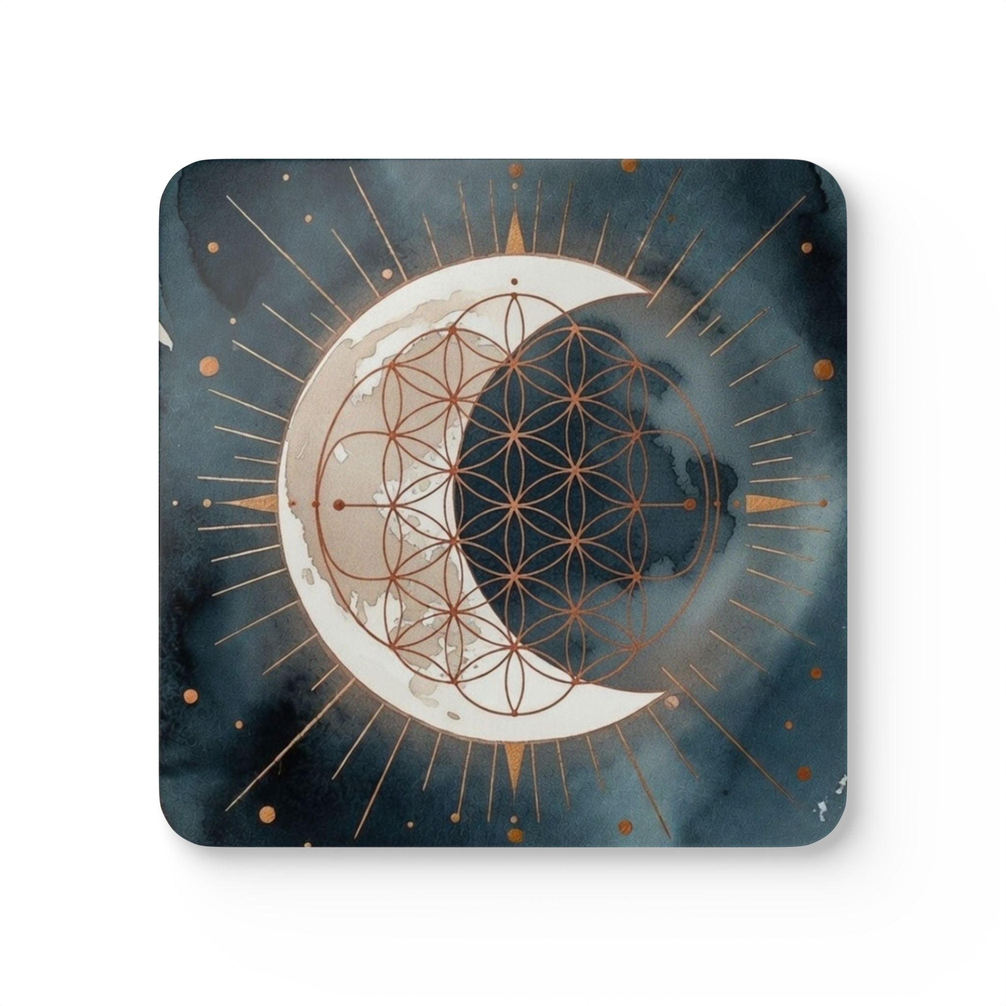 Lunar Crescent Cork Coaster Set — Black Moon Drink Coasters (Corkwood)