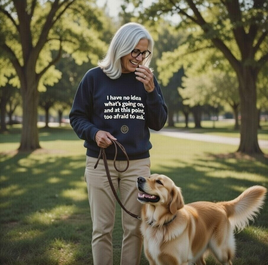 Comfortably Cluesless Sweatshirt - Funny Relatable Sweatshirt for Women - Soft Crewneck Pullover with Printed Quote